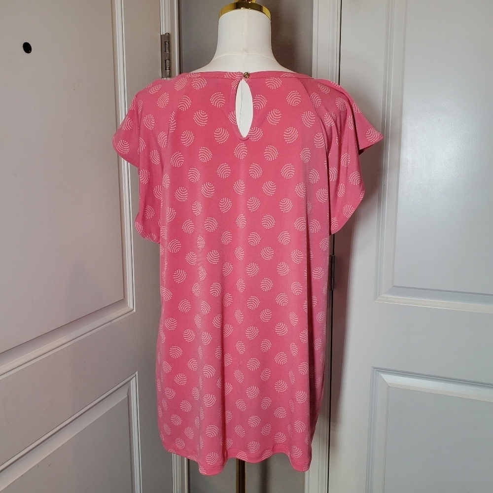 Liz Claiborne Coral Pink Women's Keyhole Blouse with Goldtone Hardware Size XL - Picture 16 of 16